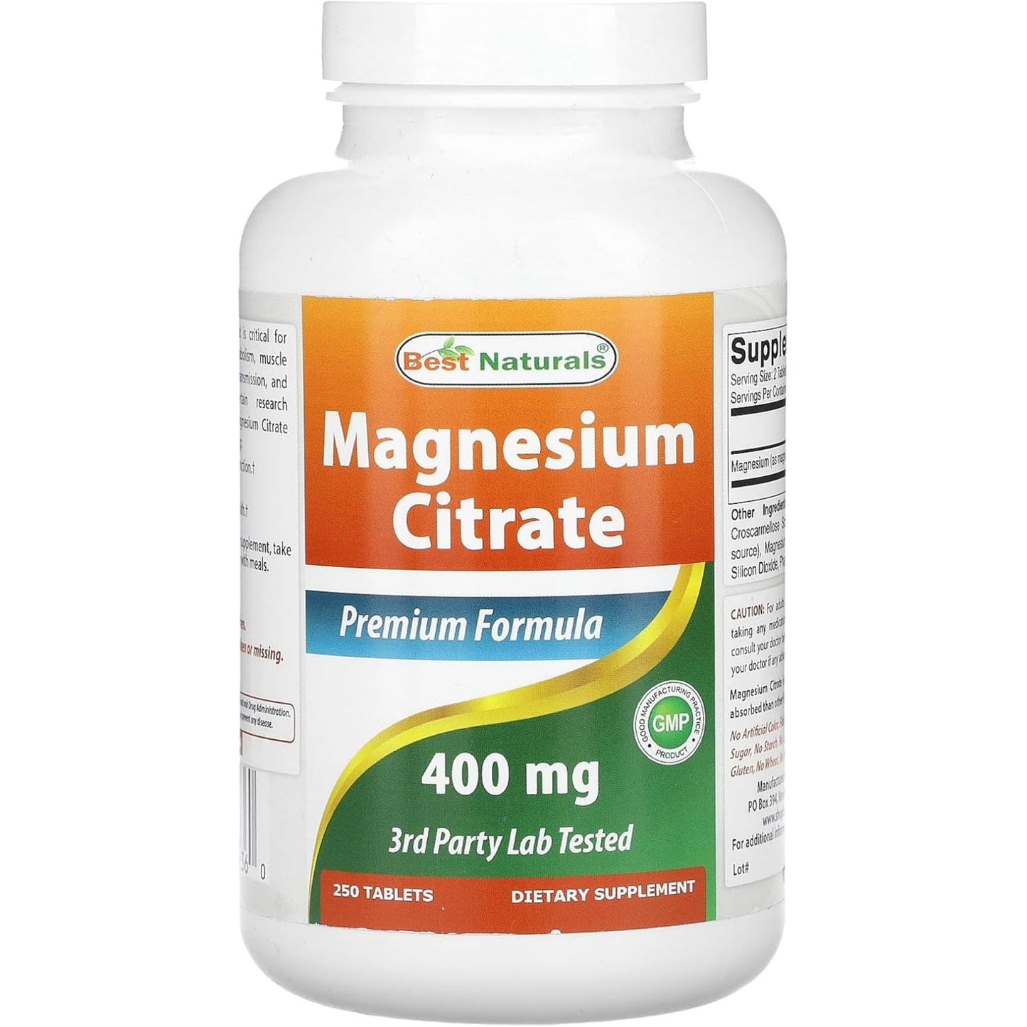 Citrato De Magnesio 400mg 250 Tabletas Best Naturals