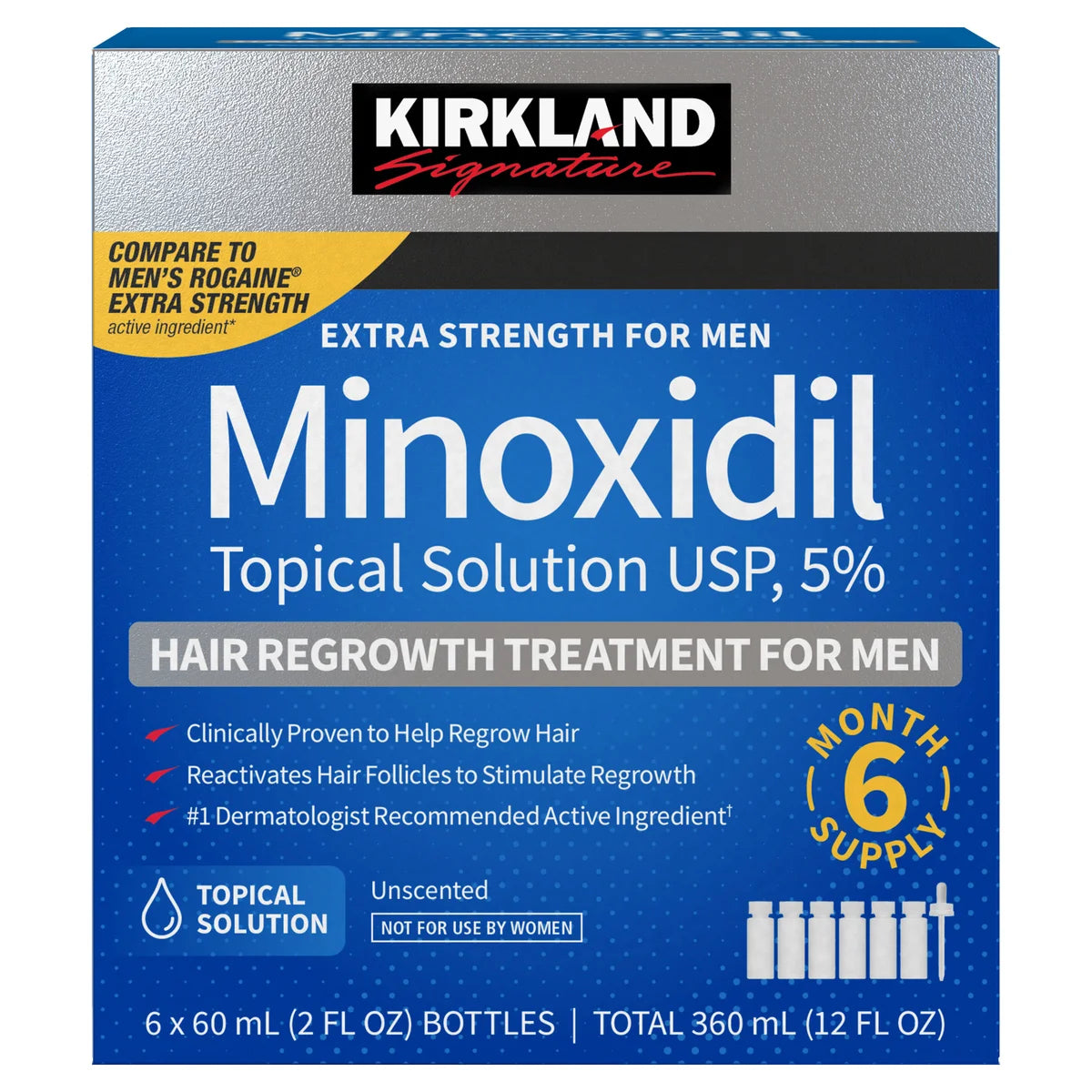 Minoxidil Caja 6 X 60ml 5% Kirkland Original Barba Cabello